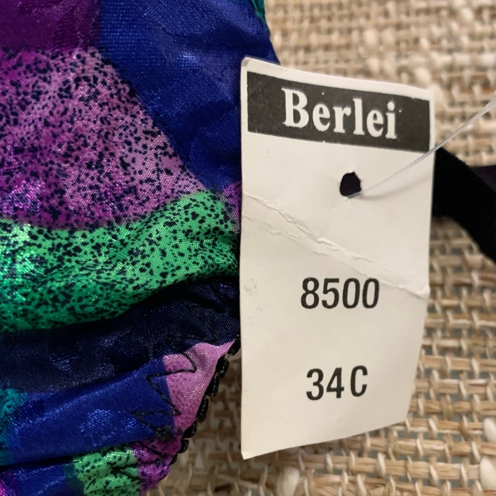 💋NEW Retro Sexy Bra lingerie 34C Purple/Blue - Picture 3 of 8